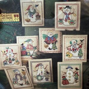 Dimensions Snow Pals Ornaments Set of 9 Stamped Cross Stitch Kit 08623 New VTG